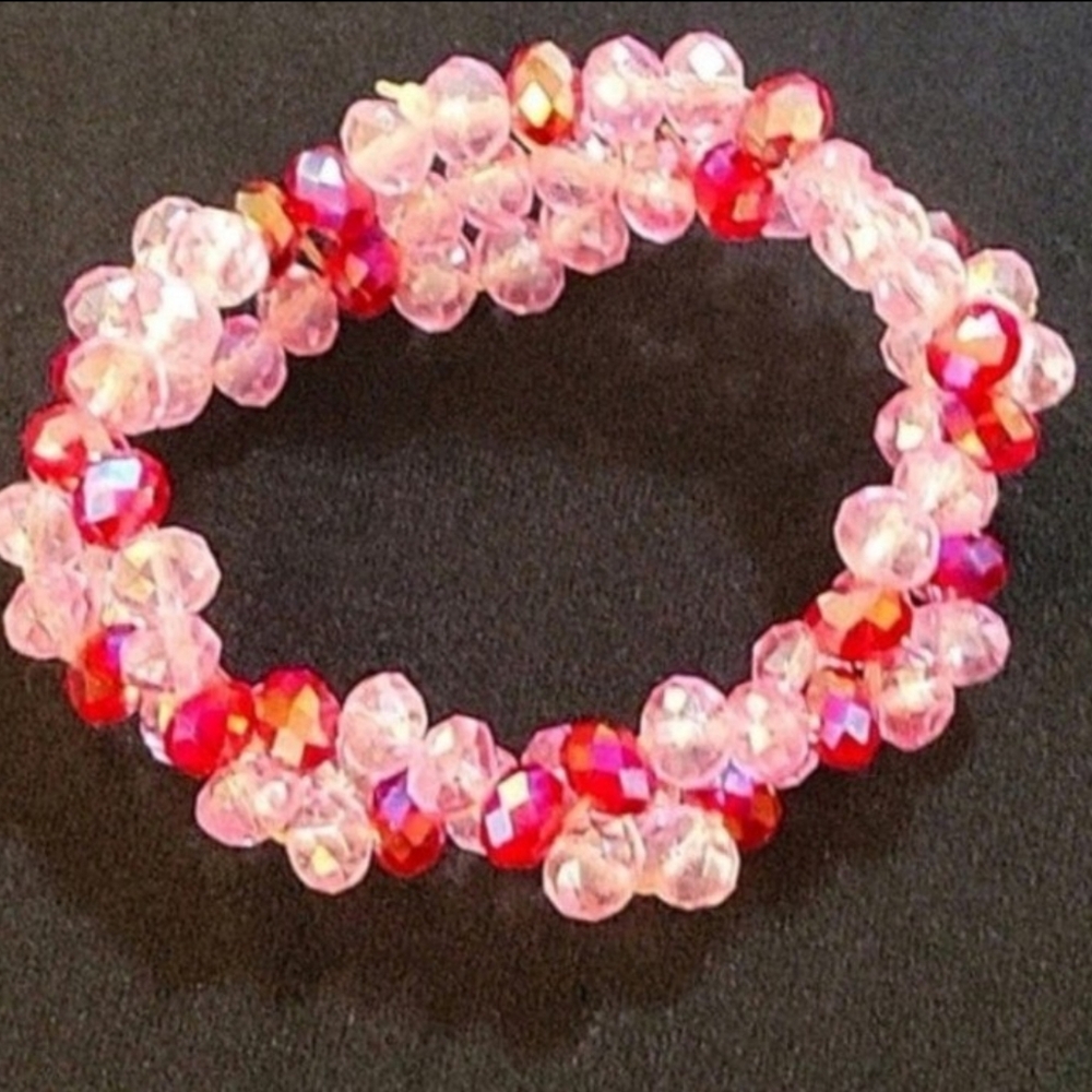 BEADED STRETCH ABSTRACT BRACELET 3 ROWS - Picture 5 of 11